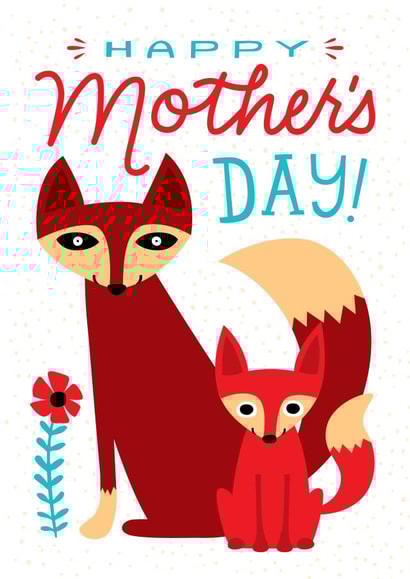 Cute Mother's Day Card for Mom - Mom and Baby Fox - Happy Mother's Day! created by Kay Wolfersperger