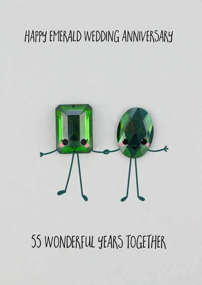 Cute Emerald Pun Anniversary Card - 55 Years - 55 Wonderful Years Together created by Yippea