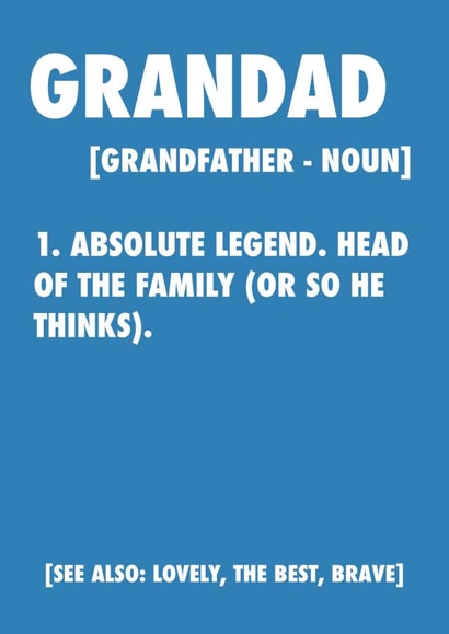 Funny Birthday Card - For Grandad - Noun created by Silly Sentiments