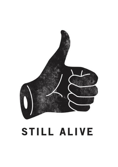 Dark Humour Greeting Card – Still Alive Thumbs Up – Get Well Soon created by Peculiar Print Shop by Hannaeyetattoo 