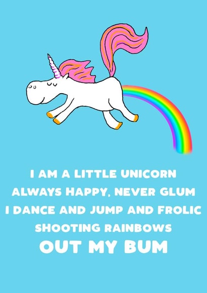 unicorn rainbows Humour Card 7170 created by Giddy Kipper