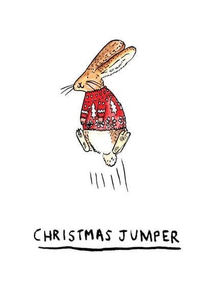 bunny rabbit Christmas Card 5516 created by Jelly Armchair