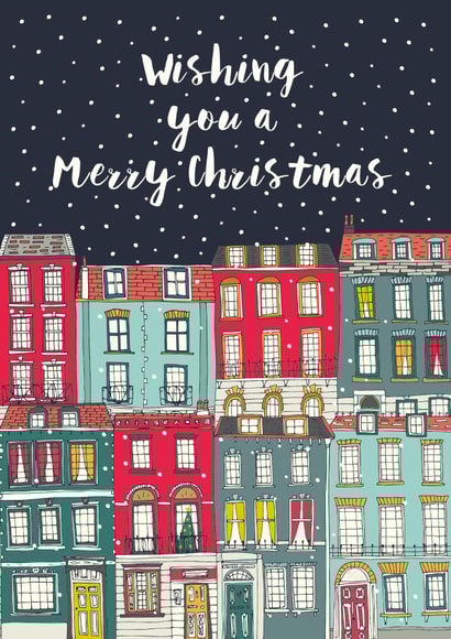 illustration houses Christmas Card 1689 created by Jessica Hogarth