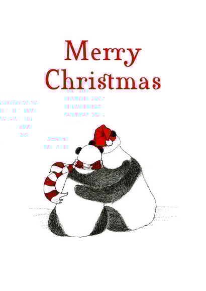 panda pandas Christmas Card 1264 created by Karen Vaughan