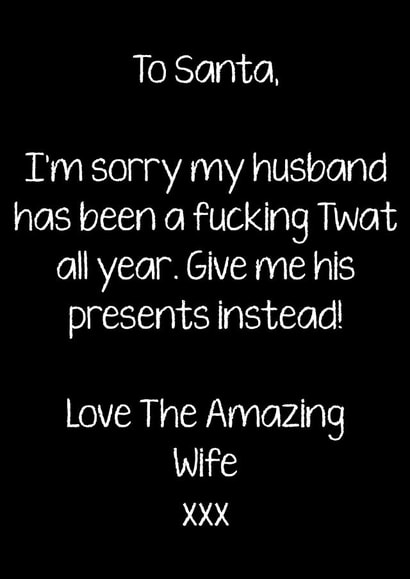 husband funny Christmas Card 30450 created by Filthy Sentiments