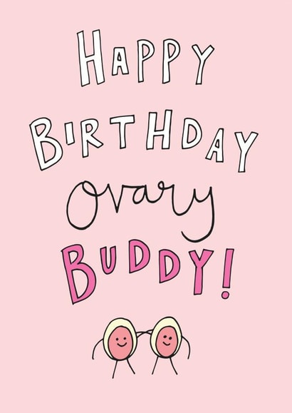 Cute Sibling / Twin Birthday card - Ovary Buddy created by Oops a doodle