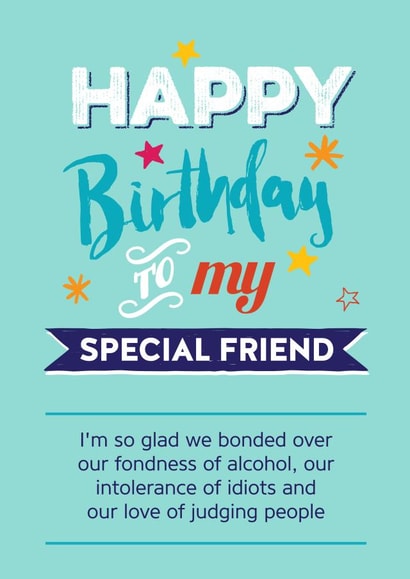 Cheeky Birthday Card - Special Friend - Judging People - Typography created by Silly Prints