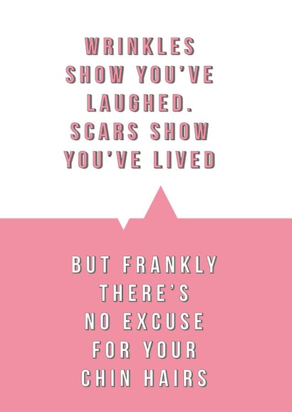 Facial Hair Birthday Card - Funny and Cheeky - Theres No Excuse For Your Chin Hairs created by Tess Cards