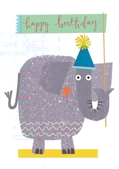 birthday card, happy birthday, elephant, cute and funny created by Kali Stileman