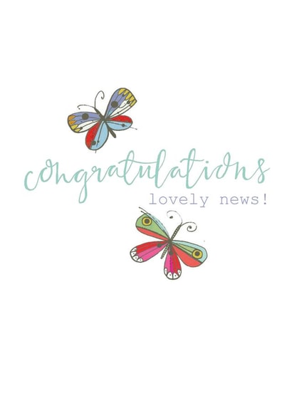 Congratulations Lovely News! - Butterfly design card - Wedding or engagement created by Kali Stileman