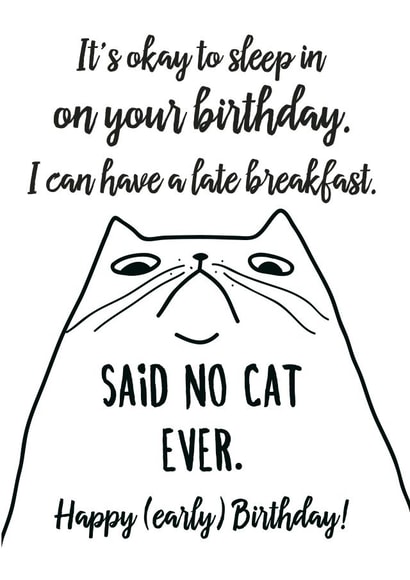 funny early Birthday Card 9791 created by Miümi Cat