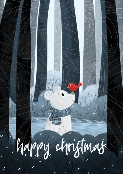 Cute Christmas Card - Little Bear - Forrest created by Megan Higgins