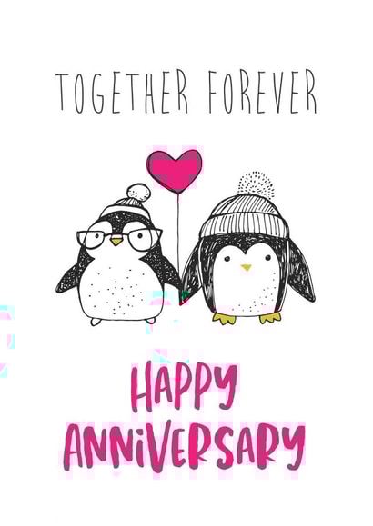 Cute Penguin Anniversary Card - Together Forever Happy Anniversary created by Shutterjunkie