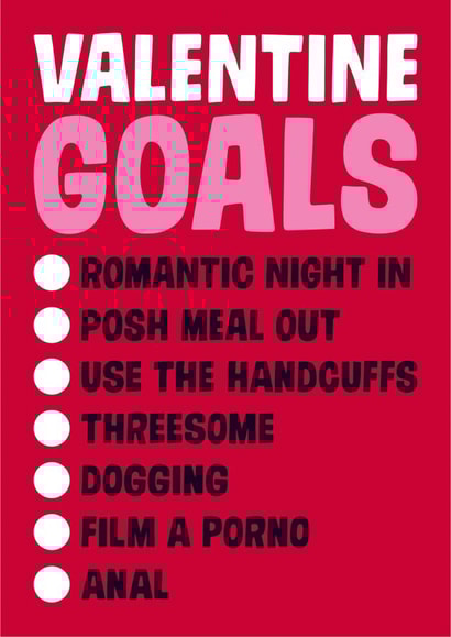 Valentines Goals Valentines Day Card created by Dean Morris Cards