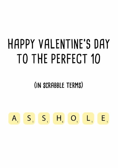 Funny Scrabble Valentine's Day Card – Playful and Cheeky Gift for Him or Her created by Pack a Punch Designs