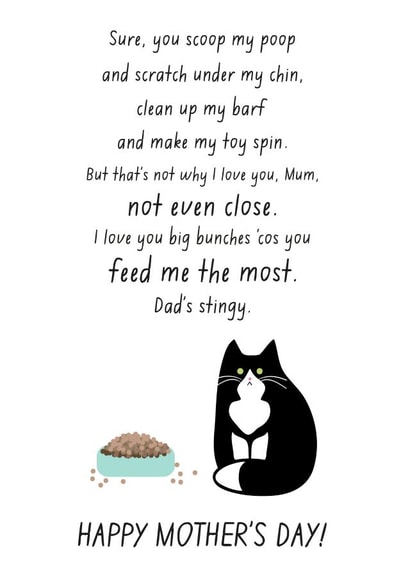 cat illustration Mothers Day Card 9793 created by Miümi Cat