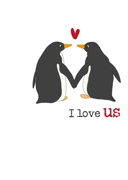 Cute Valentines Day Card - Penguins - I Love Us created by Dandelion Stationery