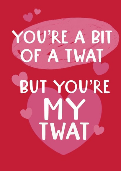 Rude Valentines Day Card - You're A Bit Of A Twat But You're My Twat created by Giddy Kipper