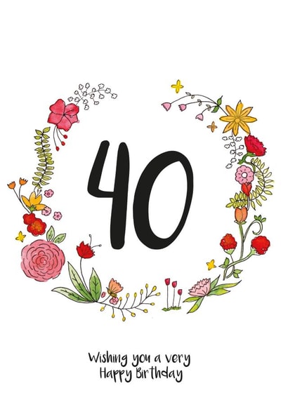 Classic 40th Birthday Card - Flowers - For Her created by Ivorymint cards