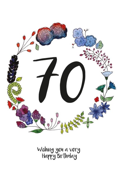 Classic 70th Birthday Card - Flowers - For Her created by Ivorymint cards