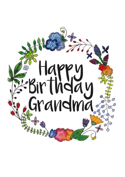 Floral wreath Grandma birthday card created by Ivorymint cards