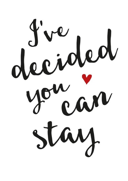 Cheeky Typography Anniversary Card / Valentines Day Card - I've Decided You Can Stay created by Ginger Ink Design