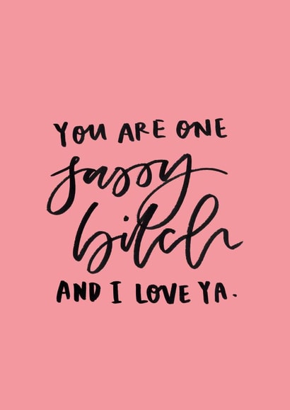 Cute Valentines Day Card - Sassy - You Are One Sassy Bitch And I Love Ya created by Bee Davies