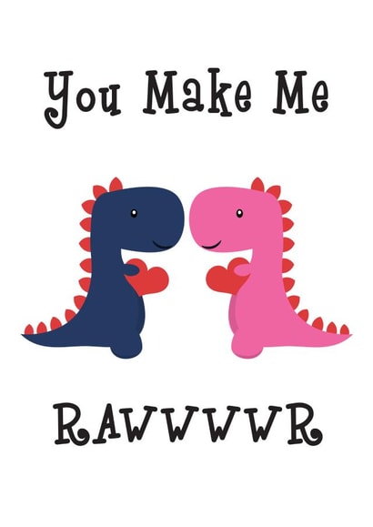 Cute Dinosaur Love Card – You Make Me Rawwwr – Anniversary –Valentine's Day created by Lindsey Best