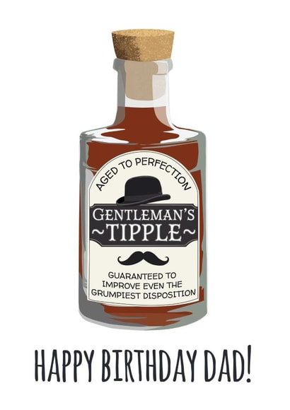 Hand Illustrated Gentleman's Tipple Birthday Card for Dad created by whimsical AF