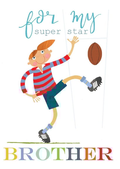 brother card - rugby - for my brother - funny and cute created by Kali Stileman