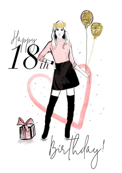 Classic 18th Birthday Card - For Her - Heart created by Vanilla Frosting Studio