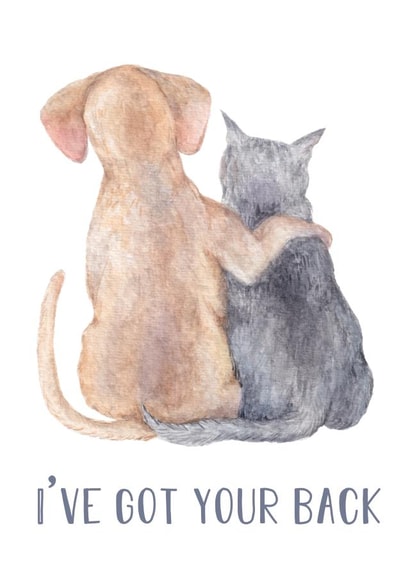I've Got Your Back Dog and Cat Animal Pet Friendship card created by Wandering Laur