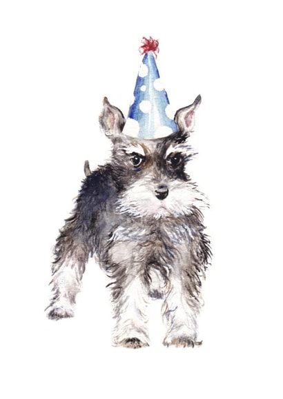 Birthday Watercolor Schnauzer Dog Card created by Wandering Laur
