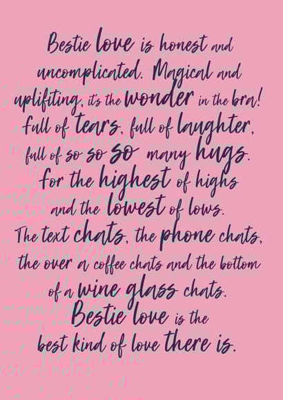 Heartfelt Valentines Day Card - Friend - Bestie Love Is Honest And Uncomplicated created by Betsy Benn