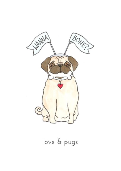 pug love Anniversary Card 36779 created by Polly Rose Art & Designs