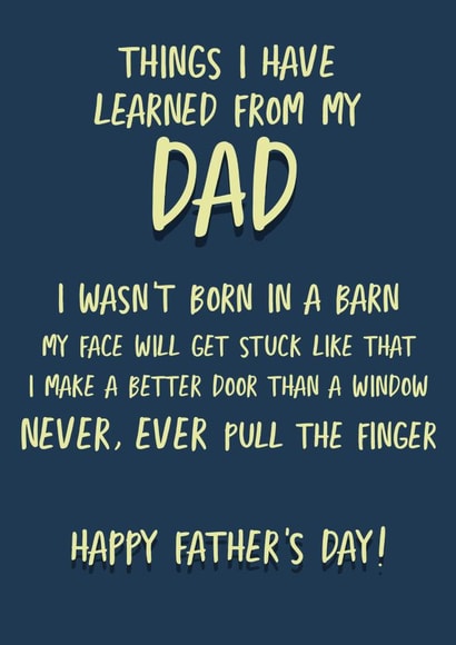 Things I leaned from my Dad Card created by Giddy Kipper