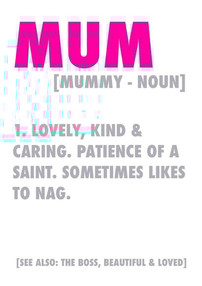 Mum noun Mothers Day Card 31189 created by Silly Sentiments