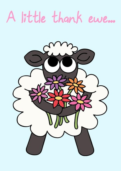 Sheep With Flowers Thank You Card created by Kim Onyskiw