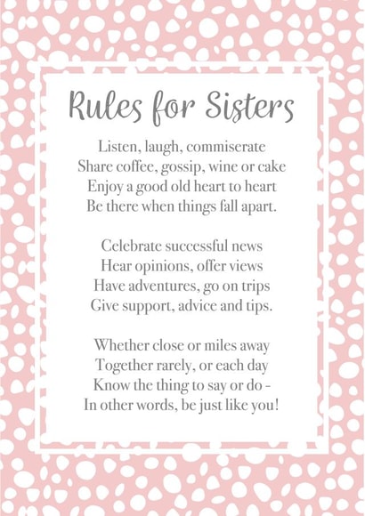 Heartfelt Just Because/Birthday Card - Rules for Sisters created by Joanna Miller