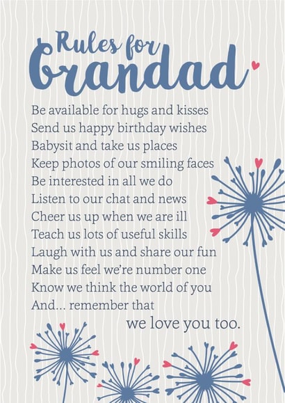 Heartfelt Birthday Card - For Grandad - Poem created by Joanna Miller