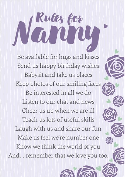 Rules for Nanny card created by Joanna Miller
