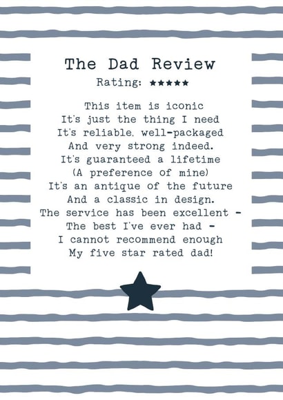 The 5 star Dad review created by Joanna Miller
