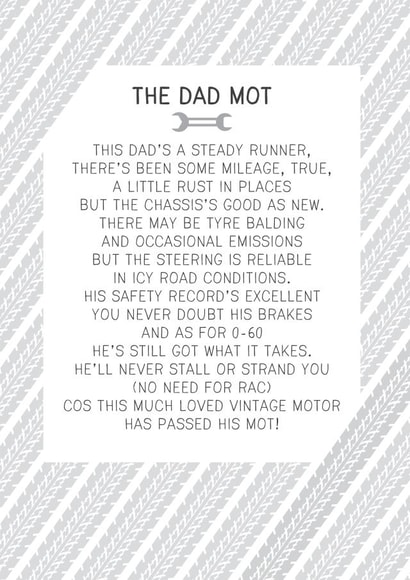 Funny Birthday Card - Dad - Poem - The Dad Mot created by Joanna Miller