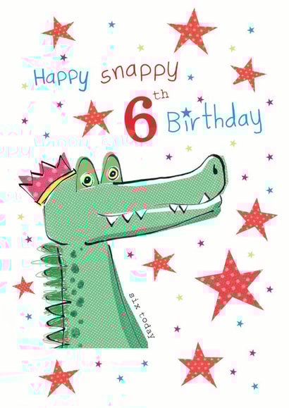 Children's Crocodile 6th Birthday card created by Clare Joys