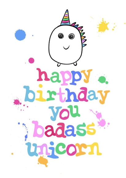 badass unicorn Birthday Card 30823 created by Parsy Designs