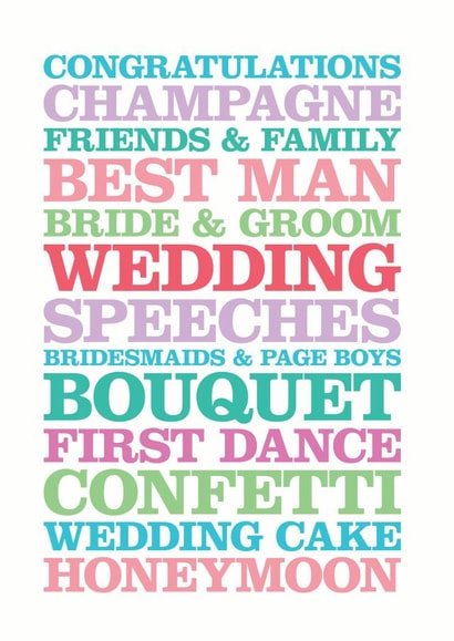 Congratulations - Wedding themed typography card created by Rosie Robins