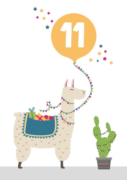 Party Llama 11th birthday card created by Wink Design - Michelle Roberts