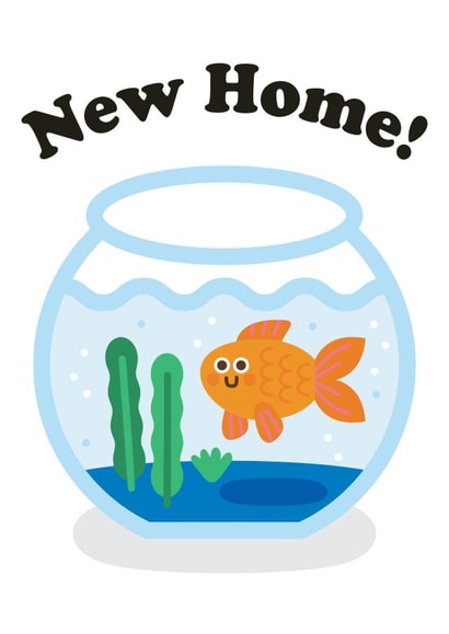 Cute Fishbowl New Home Card - Goldfish - New Home! created by Studio Boketto