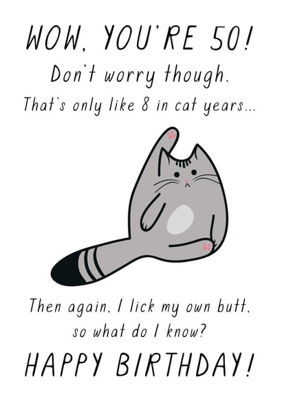 50 fiftieth Birthday Card 9798 created by Miümi Cat