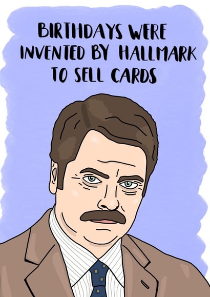 ron swanson Nick Offerman Birthday Card 13703 created by Heavy Petal